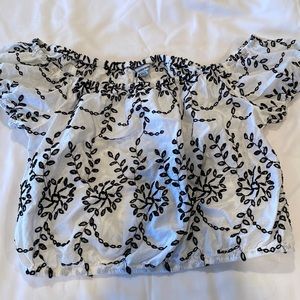 American Eagle Black and White Crop Top